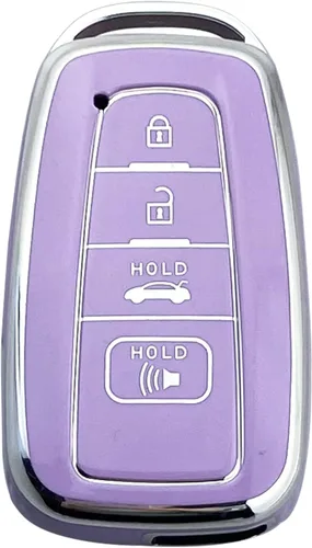 Funda para Llavero Compatible con Toyota 2019-2023 Camry RAV4 Highlander Corolla 4Runner Avalon C-HR Prius (Set Único-Morado)
