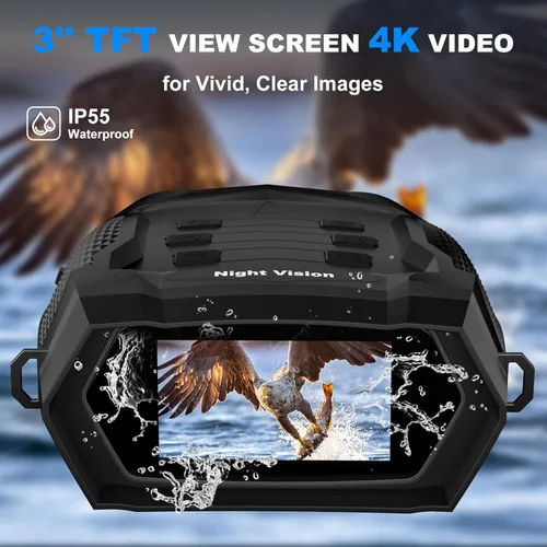 Miniatura 4 de Gafas de visión nocturna, prismáticos de visión nocturna 4K para adultos, visión nocturna infrarroja con batería recargable de 5000 mAh, tarjeta TF
