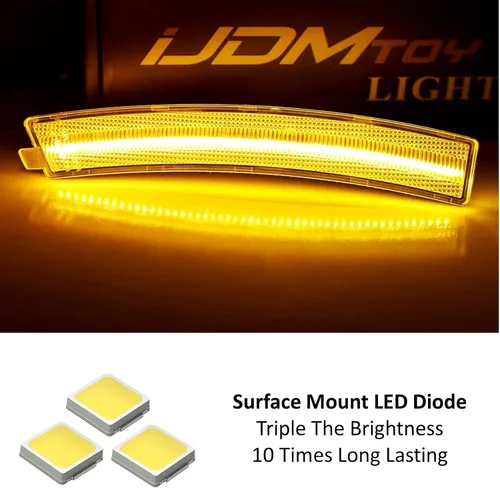Miniatura 2 de iJDMTOY Kit de luz de marcador lateral de parachoques delantero ámbar completo con lente semitransparente de 36-SMD LED Compatible con Cadillac 2020