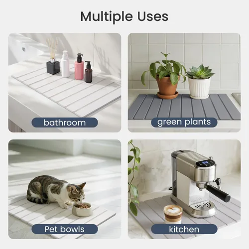 Miniatura 7 de Meowoo Tapete de baño plegable de piedra de 15.7 x 11.8 pulgadas, tapete de baño de tierra de diatomeas, antideslizante, de secado rápido, súper