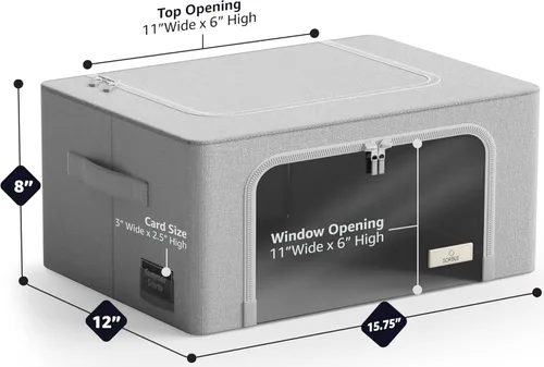 Miniatura 3 de Sorbus Contenedores de almacenamiento con marco de metal - Bolsas organizadoras de ropa apilables y plegables - Contenedores de almacenamiento