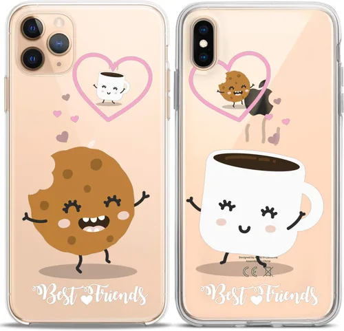 Miniatura 5 de Fundas a juego para parejas compatibles con iPhone 16 15 14 13 12 11 Pro Max Mini Xs X 6s 8 Plus 7+ Xr 10 SE 5 Cookie Coffee Gift Best Friend Kawaii