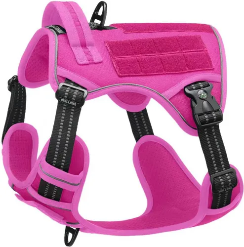 Miniatura 13 de Arnés táctico para perros medianos y grandes, verde, ajustable, sin tirones, con asa, chaleco reflectante resistente, talla L Verde militar
