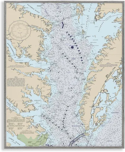 Miniatura 9 de Stupell Industries Chesapeake Bay - Mapa de flujo de agua de la bahía cartografía costera, diseñada por Daphne Polselli, placa de pared, 13 x 19