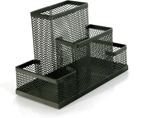 Miniatura 3 de Huron Soporte para bolígrafos y organizador de escritorio, almacenamiento de 4 compartimentos para lápices, bolígrafos, notas adhesivas, accesorios