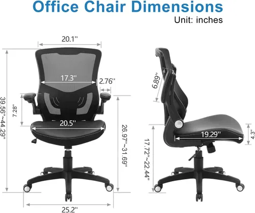 Miniatura 3 de Silla de oficina ergonómica, silla de escritorio de piel sintética para computadora, silla de oficina en casa, respaldo de malla giratoria, soporte