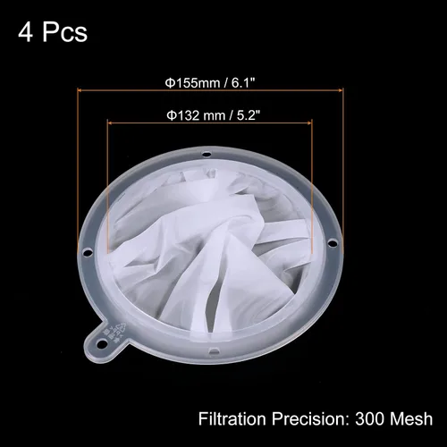 Miniatura 2 de PATIKIL Colador de filtro de alimentos de 6.1 pulgadas de diámetro exterior, paquete de 4 filtros de malla de 300 filtros de malla fina para jugo