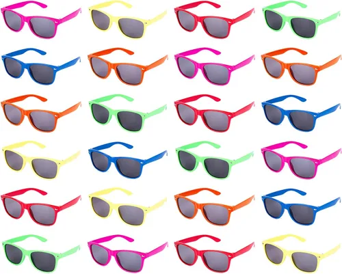 PowerTRC Paquete de gafas de sol para niños a granel Gafas de sol de neón coloridas para fiestas, viajes a la playa, fiestas en la piscina,
