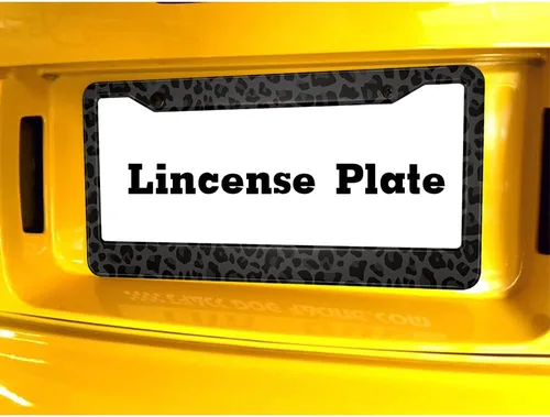 Miniatura 6 de Marco de matrícula negro con estampado de animales, soporte de matrícula con patrón de leopardo, marco de placa de coche con estampado de jirafa