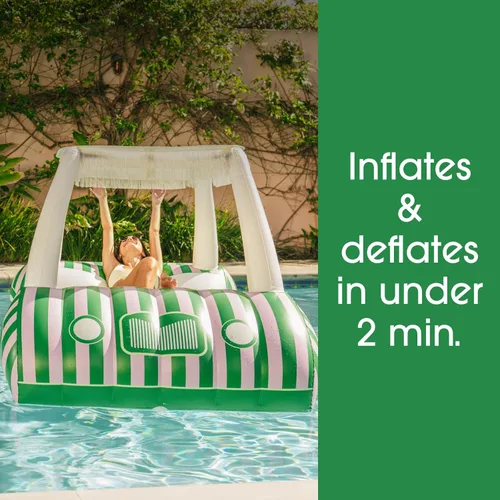 Miniatura 6 de FUNBOY Flotador de piscina de carrito de golf con estampado de palma de 90 pulgadas con 2 portavasos y pantalla de flecos extraíble, flotadores