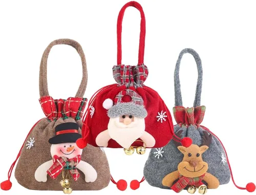 Miniatura 2 de kamumanni Bolsas de regalo de Navidad, bonita bolsa de regalo de reno con asa, bolsa de regalo de Navidad de tela con cordón, bolsa de regalo