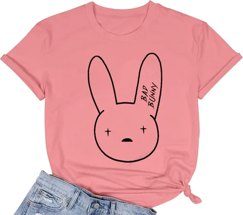 DUTUT Camiseta Bad Bunny para mujer, divertida camiseta gráfica de conejo, camiseta de Pascua cristiana inspiradora de verano
