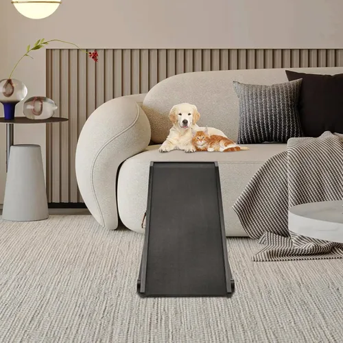 ABORON Rampa plegable ajustable para perros y gatos, 39.3 pulgadas de largo, ideal para cama, sofá y SUV, rampa de goma portátil de alta tracción,