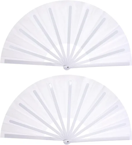 Miniatura 11 de Nydotd Paquete de 2 ventiladores plegables de mano para fanáticos rave, tela de nailon plegable para hombres y mujeres, línea de actuación, danza
