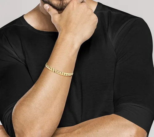 Miniatura 3 de Miabella Pulsera de oro de 18 quilates sobre plata de ley italiana de 0.276 in de corte de diamante sólido de eslabones cubanos para hombres