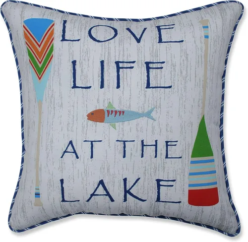 Miniatura 8 de Pillow Perfect Cojín de pesca Lake Life para exteriores/interiores, 18 x 18 pulgadas, color azul