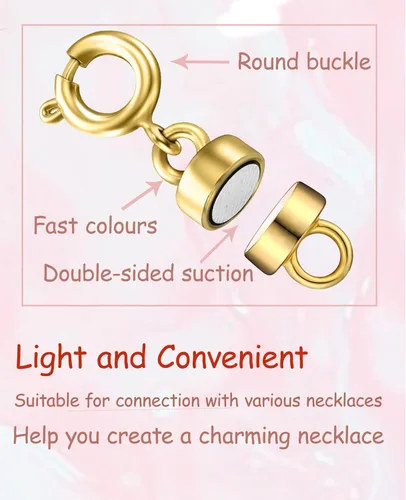 Miniatura 4 de Clysoru Broches y cierres para collares, cuentas de oro y plata de 14 quilates, extensor de cadena, collares y pulseras con bloqueo de seguridad, 12