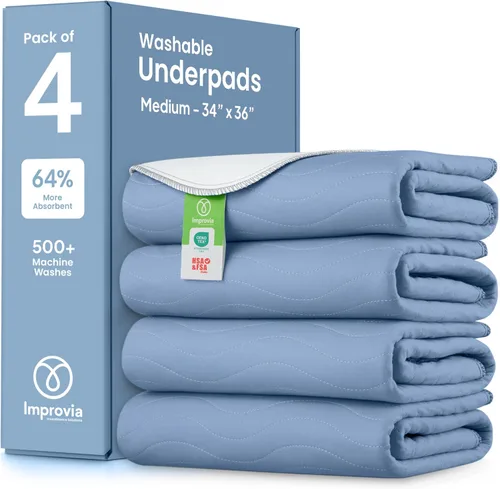 Miniatura 21 de IMPROVIA® Almohadillas lavables, almohadillas reutilizables de gran absorción para incontinencia para niños, adultos, ancianos y mascotas, Azul