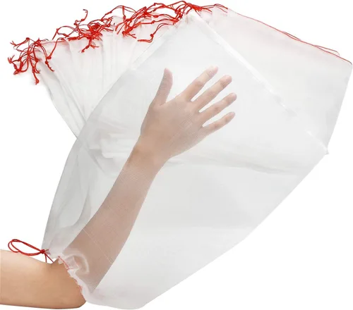 Miniatura 8 de Bolsas protectoras de frutas de malla, 50 bolsas de frutas grandes de 14 x 21 pulgadas para árboles frutales, bolsa de malla duradera para jardín