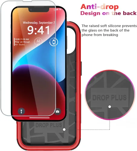 Miniatura 5 de Diverbox Funda para iPhone 14 [a prueba de golpes] [a prueba de caídas] [pantalla de vidrio templado + protector de lente de cámara], funda