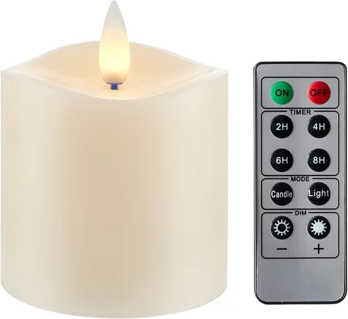 Velas de pilar sin llama parpadeantes con temporizador remoto, velas LED que funcionan con pilas de hasta 400 horas, velas de cera real con llama