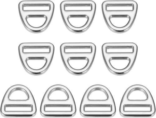Miniatura 7 de uxcell Ajustador de hebilla triangular, triángulo de anillos en D, triángulo con clip giratorio de barra para correas de bolsa Gris oscuro