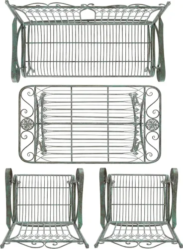 Miniatura 8 de SAFAVIEH Outdoor Collection Leah - Juego de 4 piezas de hierro forjado con pergamino victoriano, color verde oscuro antiguo