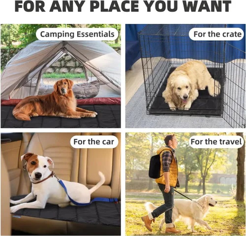Miniatura 5 de BDEUS Cama de viaje para perro, alfombra para acampar al aire libre, tapete portátil con asa, fácil de limpiar, impermeable, portátil y resistente
