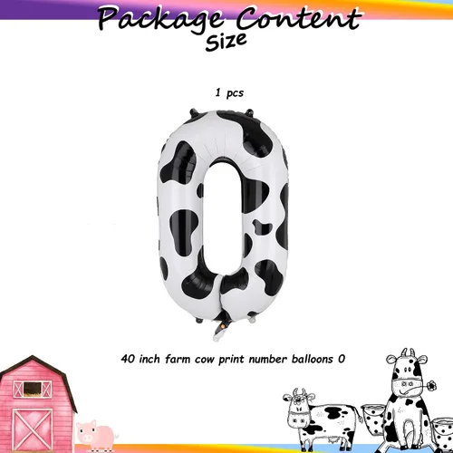 Miniatura 2 de Globos con estampado de vaca de 40 pulgadas, globo de número 0 blanco y negro con temática de vaquera, suministros de decoración de fiesta