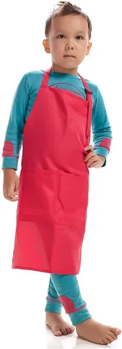 Niños Art Smock Niños Pintura Babero Delantal Kit Artesanía 2 Bolsillos Espaciosos Rosa Rojo