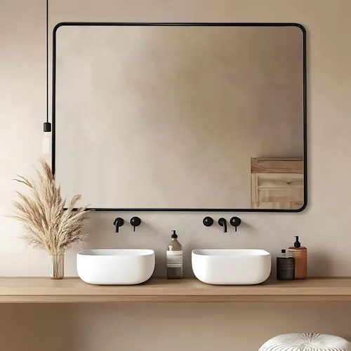 Miniatura 27 de ANDY STAR Espejo de baño negro de 24 x 30 pulgadas, espejos de tocador de baño negros para pared, espejo rectangular redondeado para fregadero