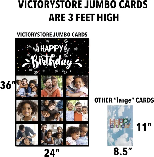 Miniatura 3 de VictoryStore Tarjeta de cumpleaños personalizada jumbo de 3 pies, tarjeta de cumpleaños con foto, 9 fotos, texto interior personalizado, 24 x 36