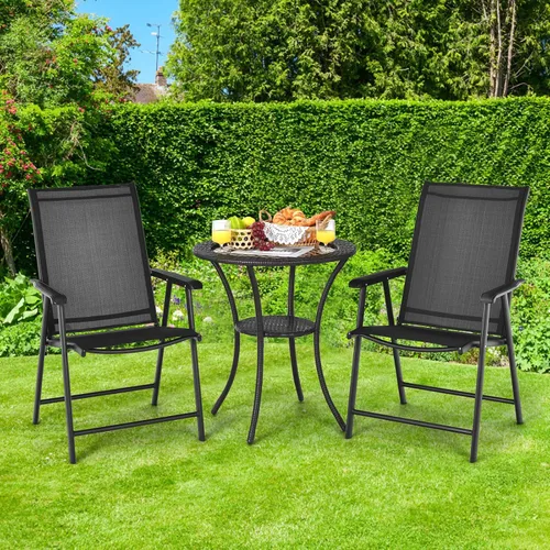 Miniatura 4 de Giantex Juego de 2 sillas plegables para patio, sillas de comedor portátiles al aire libre con reposabrazos para porche, camping, piscina, playa