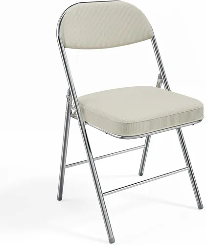 Miniatura 21 de VINGLI Paquete de 2 sillas plegables con asiento y respaldo acolchados, marco de metal, tela de pana duradera, capacidad de 350 libras, juego de 2