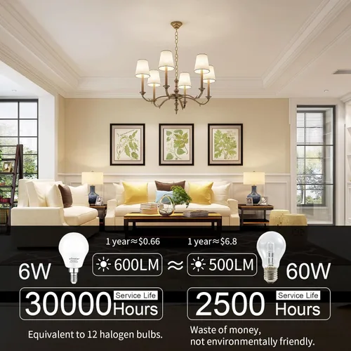 Miniatura 4 de comzler - Bombillas LED para ventilador de techo, bombillas de candelabro - Equivalente a 60 W, 4000 K, luz blanca fría, base E12 de candelabro