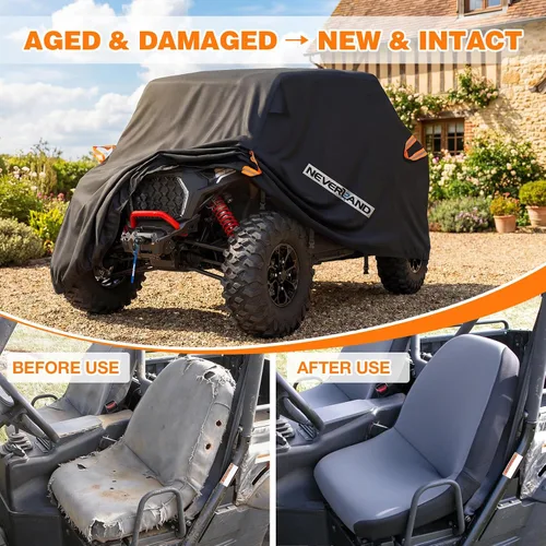 Miniatura 8 de NEVERLAND cobertor impermeable universal UTV para vehículo utilitario, también para Polaris Can-Am, Yamaha, Honda, Suzuki, BMW y Kawasaki, Negro