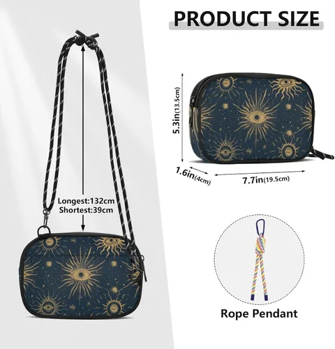 Miniatura 3 de Vintage Moon Sun Retro Crossbody Cámara Bolsa Hombre Comodidad Con Ranuras para Tarjetas de Crédito Casual Teléfono Pecho Bolsa Tiene una Comida