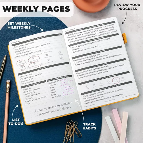 Miniatura 5 de Clever Fox Ultimate Achiever's Goal Planner - Diario de enfoque y productividad de 90 días. Planificador organizador diario, semanal y mensual sin