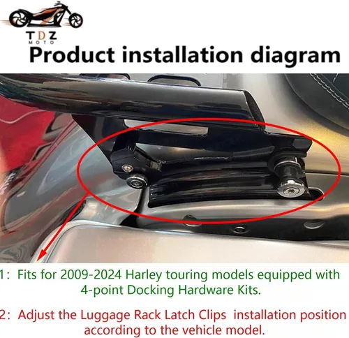 Miniatura 7 de TDZ Soporte para portabultos desmontable negro para Harley Touring Street Glide Road King Road Glide Electra Glide 2009-2024