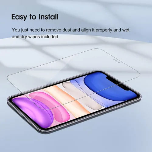 Miniatura 10 de Qularlans Paquete de 3 protectores de pantalla de vidrio templado compatibles con iPhone 11/XR, dureza 9H, resistente a los golpes, vidrio templado