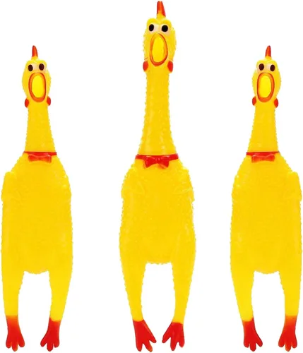 Miniatura 8 de POPLAY Pollo Gritón, Juguetes de Goma Chirriante para Perros, Juguetes de Novedad para Bromas para Niños y Adultos
