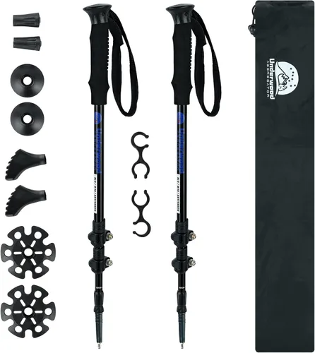 Bastones de senderismo plegables – Paquete de 2 bastones de senderismo ajustables de aluminio, bastones ligeros para mujeres, hombres, personas