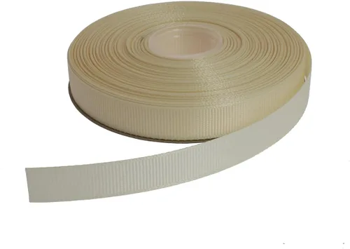 Miniatura 6 de Cinta de grogrén sólido de 25 yardas cada rollo, borde tejido 100% poliéster (1/4 pulgada, beige)