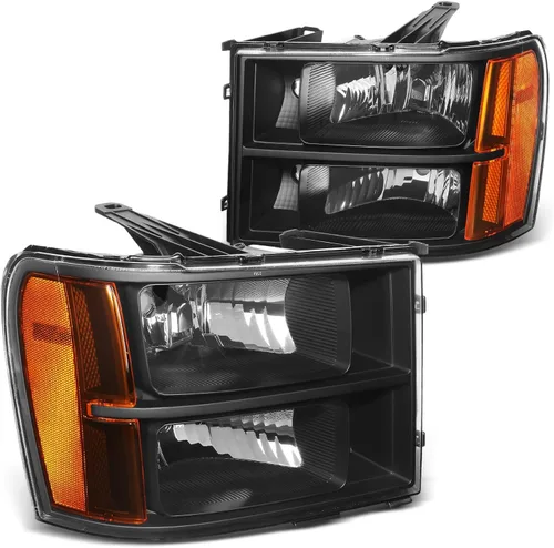 Miniatura 13 de DNA MOTORING Par de faros estilo OE Compatible con GMC Sierra 1500 07-13/Sierra 2500 HD 3500 HD 07-14, Negro/Ámbar, HL-OH-SIE07-BK-AM