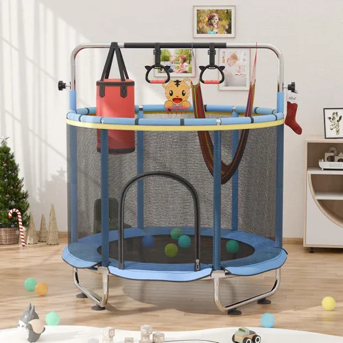 Miniatura 2 de 60" Trampoline for Kids with Enclosure Net,500lbs Capacity Toddler Trampolines Indoor & Outdoor,Kids Trampoline with 5ft Adjustable Gymnastic