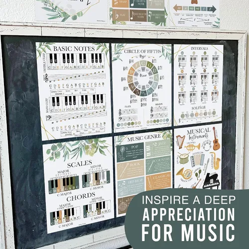 Miniatura 7 de Hadley Designs Decoración de aula de música – 9 pósteres de aula de música, pósteres de primaria, coro y solfeo, letreros de mano de solfeo e