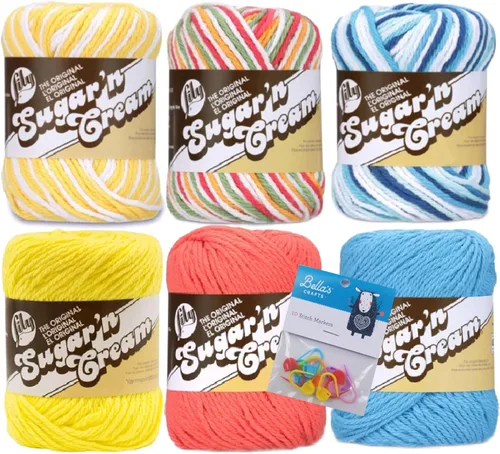 Miniatura 21 de Lily Sugar'n Cream - Paquete de 6 hilos de 100 % algodón con marcadores de puntada Bella's Crafts (mezcla azul)