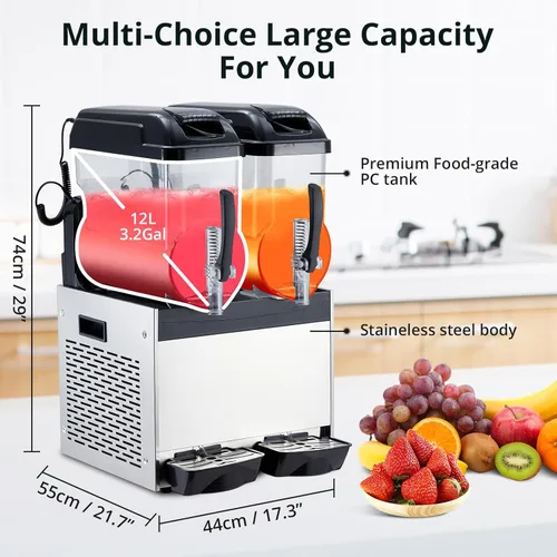 Miniatura 6 de Acekool Máquina comercial de margarita, batido de margarita congelada de 24L/6.4 galones, autolimpiante, máquina de granizado de acero inoxidable