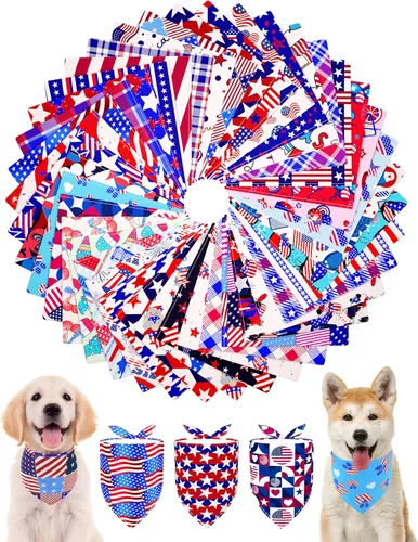Miniatura 15 de PET SHOW 50 Pack Bandanas Navideñas para Perros Grandes XL Lavables Feliz Año Nuevo Bandanas en Triángulo a Granel Baberos para Perros Medianos