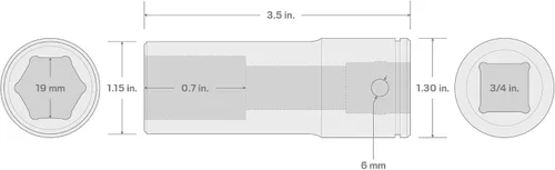 Miniatura 6 de TEKTON Unidad de 3/4 pulgadas x 0.748 in de profundidad de 6 puntos de enchufe SHD33119